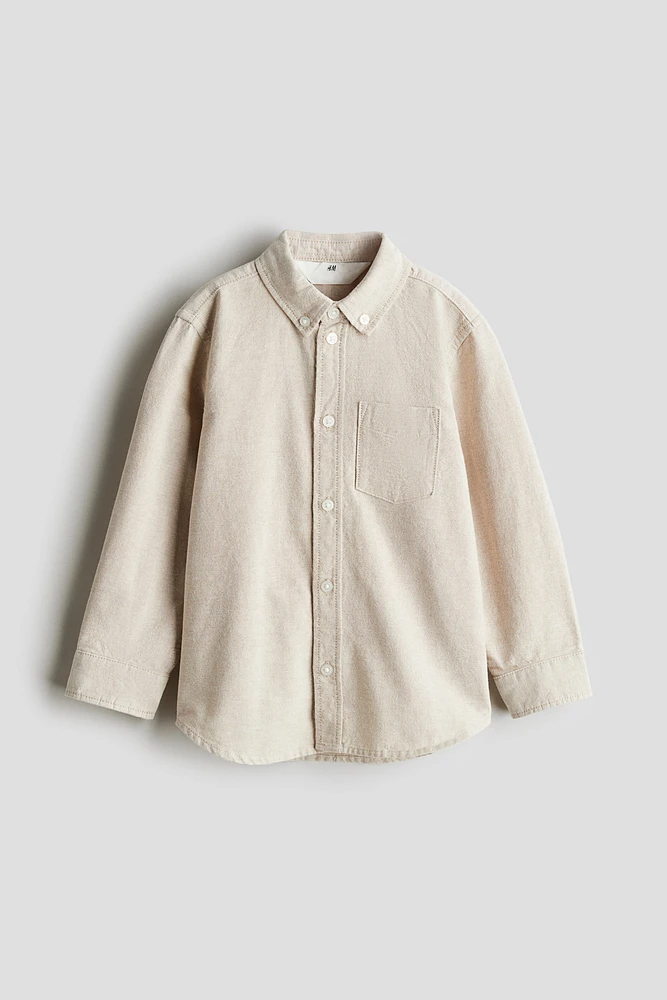 Chemise en coton avec col à pointes boutonnées