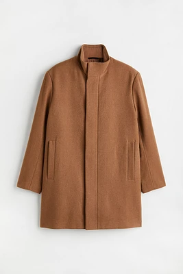 Wool-blend Chimney-collar Coat