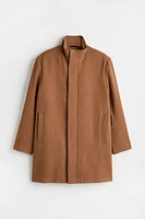 Wool-blend Chimney-collar Coat