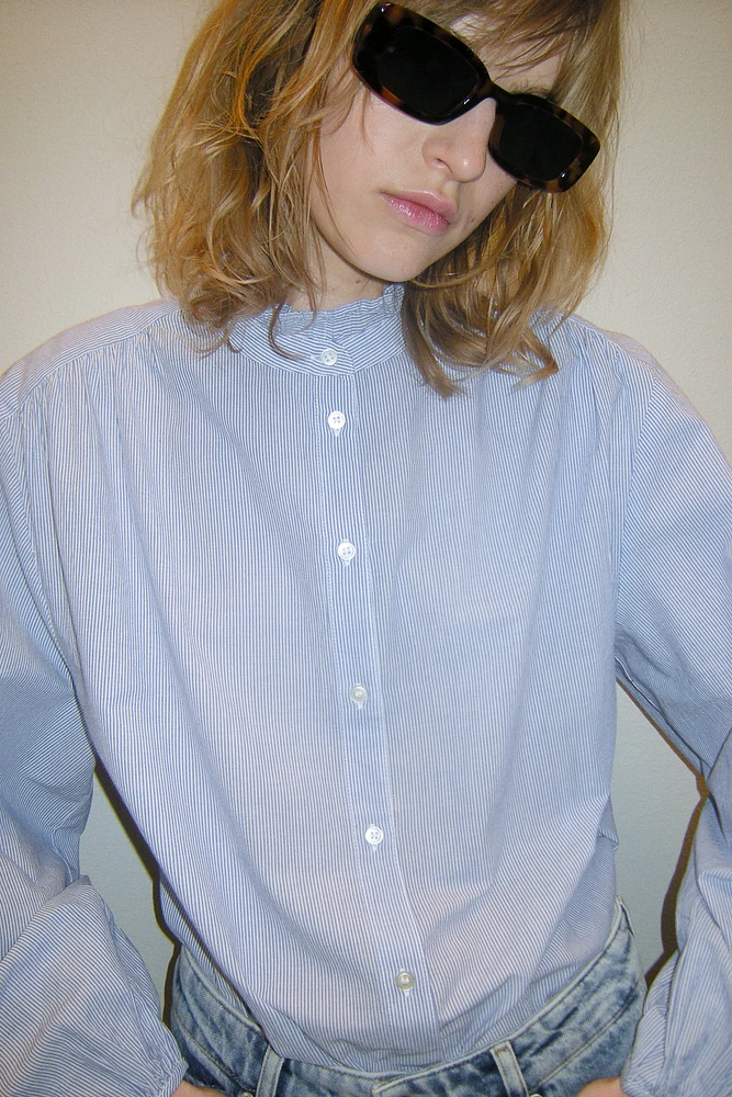 Ruffle-trimmed Cotton Blouse