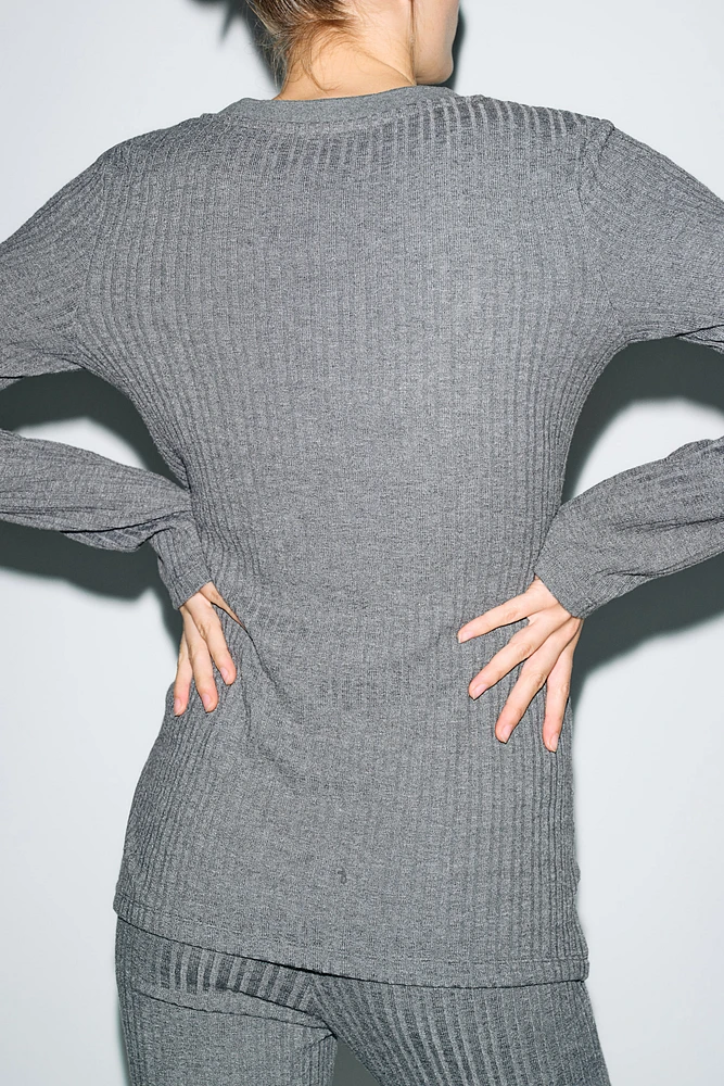 MAMA Rib-Knit V-Neck Top