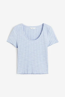 Ribbed Scoop-neck T-shirt