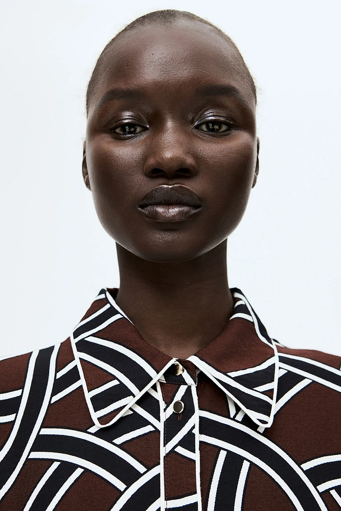 Patterned Tie-Belt Dress