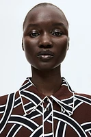 Patterned Tie-Belt Dress