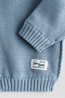 Veste tricot de coton, capuche, fermeture éclair