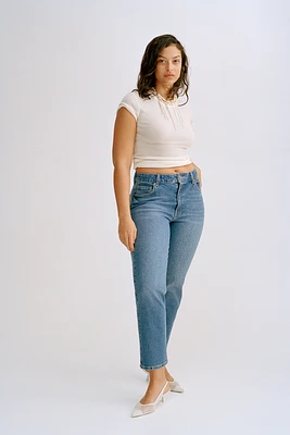 High Rise Slim Straight Ankle Jeans