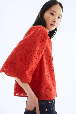 Blouse with Eyelet Embroidery