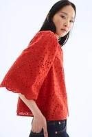 Blouse with Eyelet Embroidery