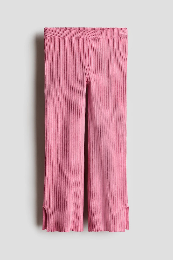Flared Rib-Knit Pants