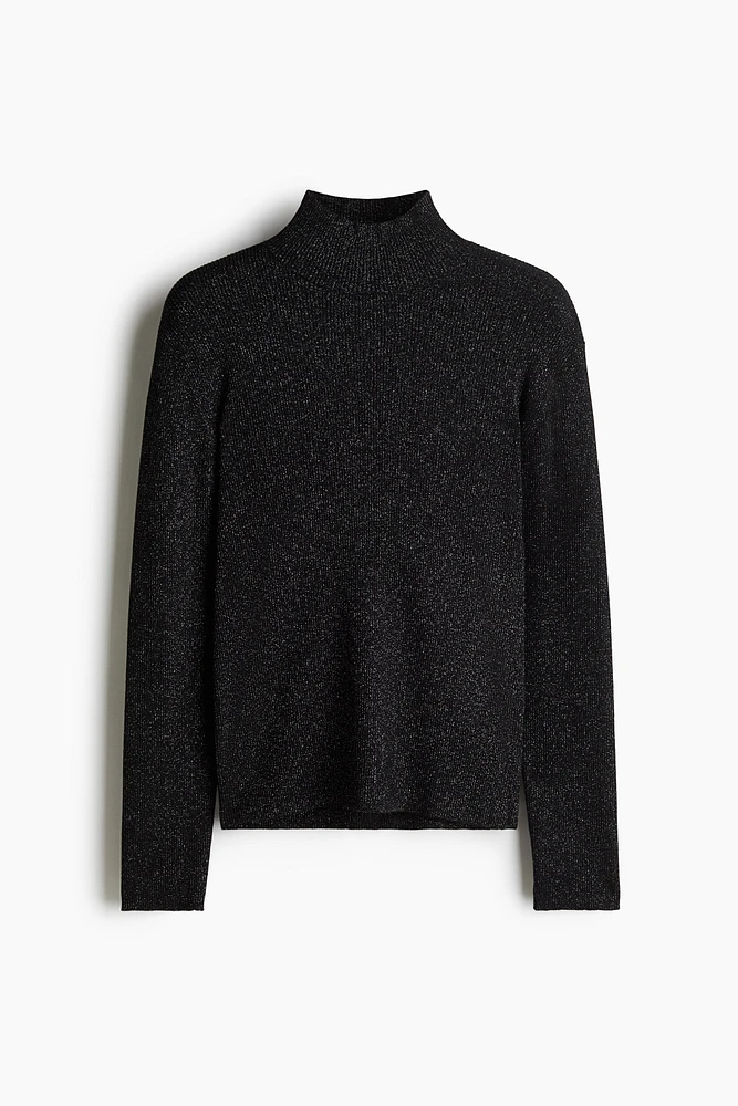 Slim Fit Shimmery Mock Turtleneck Sweater