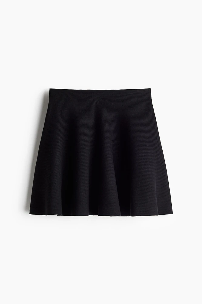 Flared Rib-Knit Skirt