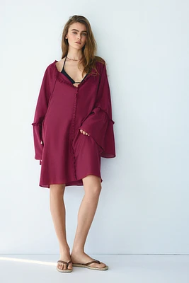 Trumpet-Sleeved Tunic Dress