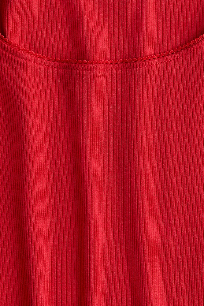 Picot-Trimmed Ribbed Top