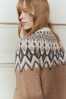 Jacquard-Knit Cardigan