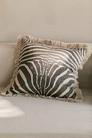 Housse de coussin frangée en coton