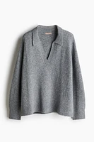 Fine-Knit Sweater with Collar