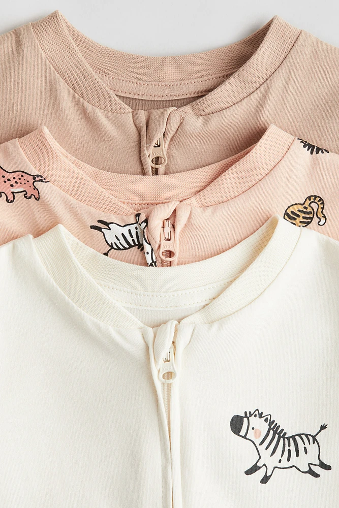 Lot de 3 pyjamas une pièce à fermeture éclair