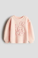 Embroidered Teddy Fleece Sweatshirt