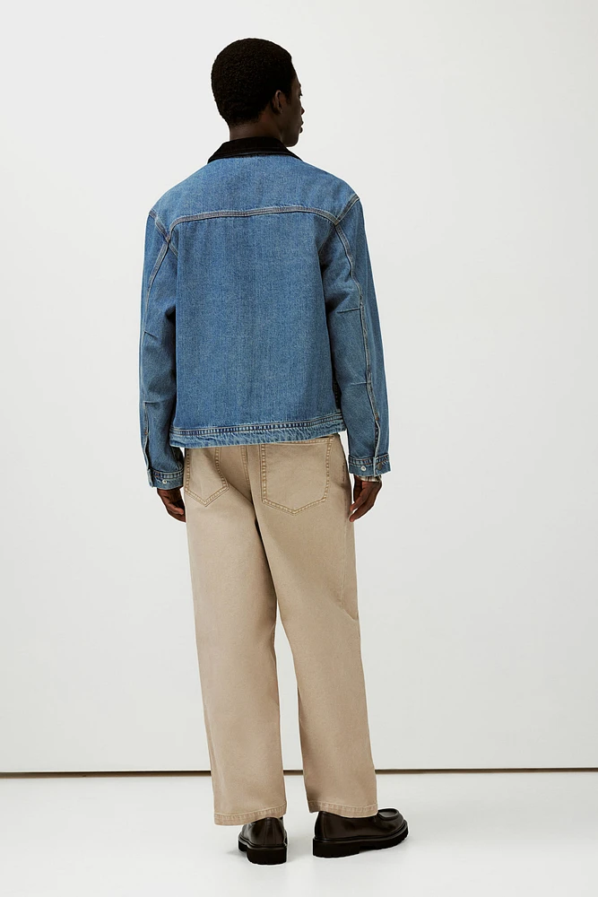 Veste Coupe Classique en denim avec col côtelé