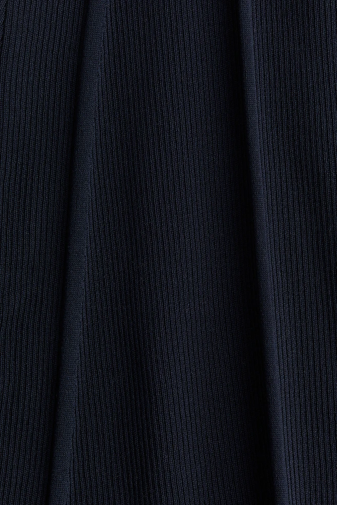 Rib-Knit Dress with Flared Skirt