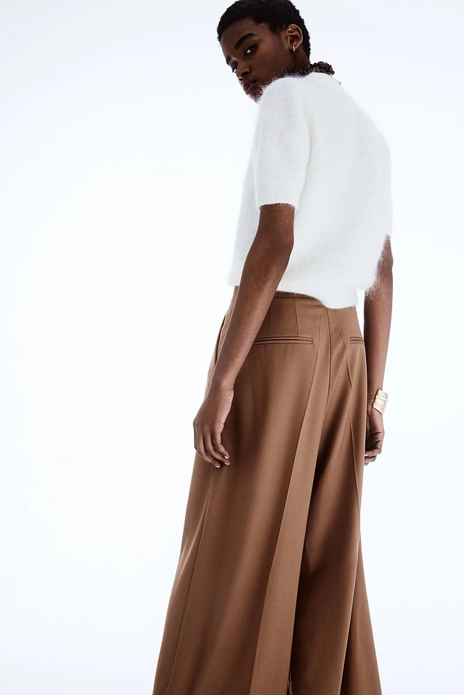 Wide-Leg Twill Pants