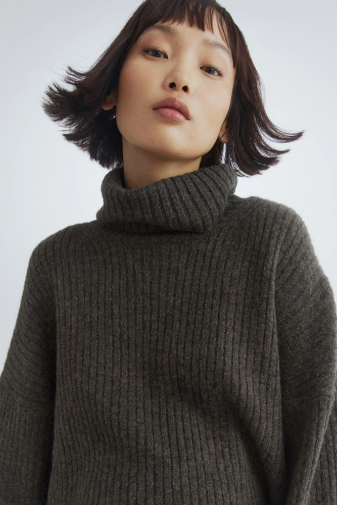 MAMA Rib-Knit Turtleneck Sweater