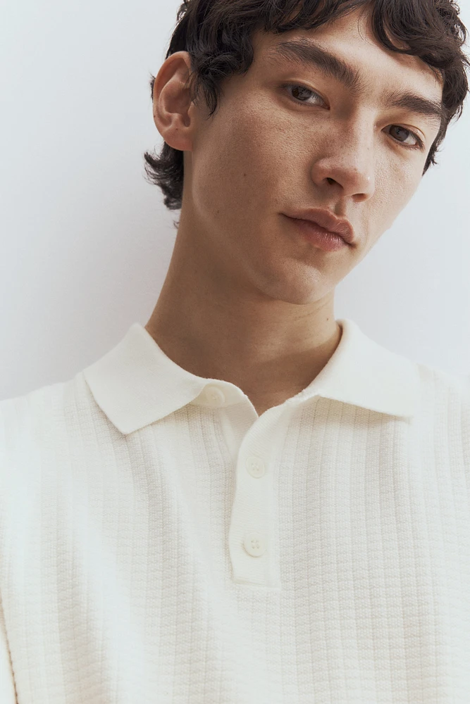 Regular Fit Textured-Knit Polo Shirt