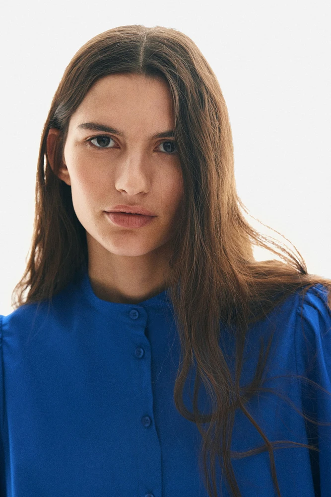 Puff-Sleeved Cotton Blouse