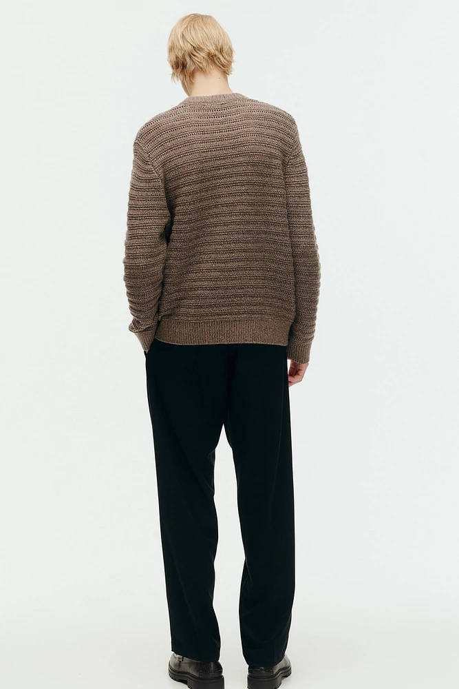 Regular Fit Wool-Blend Pointelle-Knit Sweater