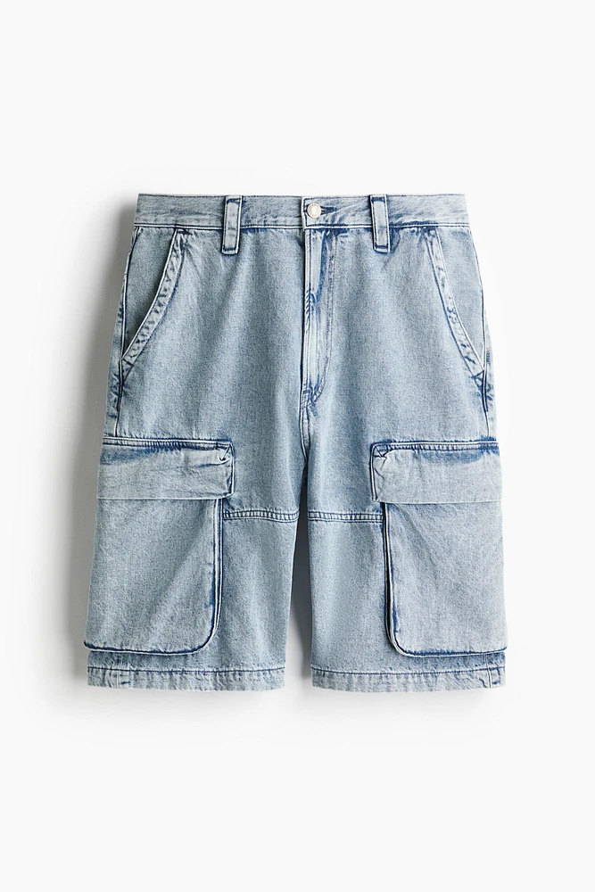 Short cargo Coupe Ample en denim