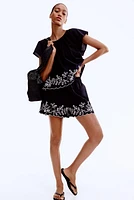Embroidered Cotton Shorts