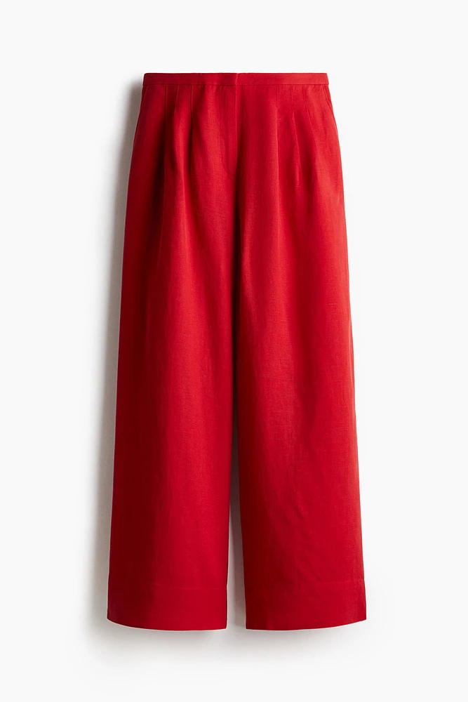 Wide-Leg Linen-Blend Pants