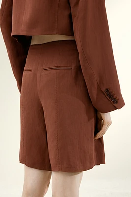 Linen-Blend Bermuda Shorts