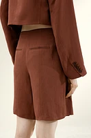Linen-Blend Bermuda Shorts