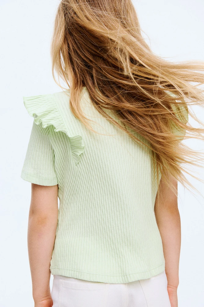 Flounce-Trimmed Cotton Top