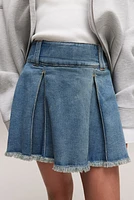 Pleated Denim Skirt