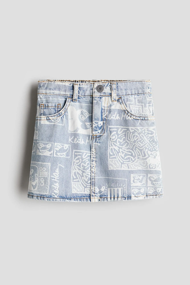 Patterned Denim Skirt