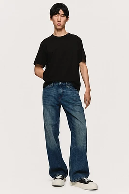 Jean droit taille basse ample