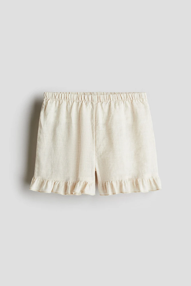 Ruffled Linen Shorts