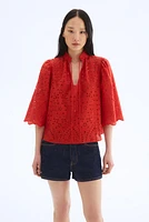 Blouse with Eyelet Embroidery