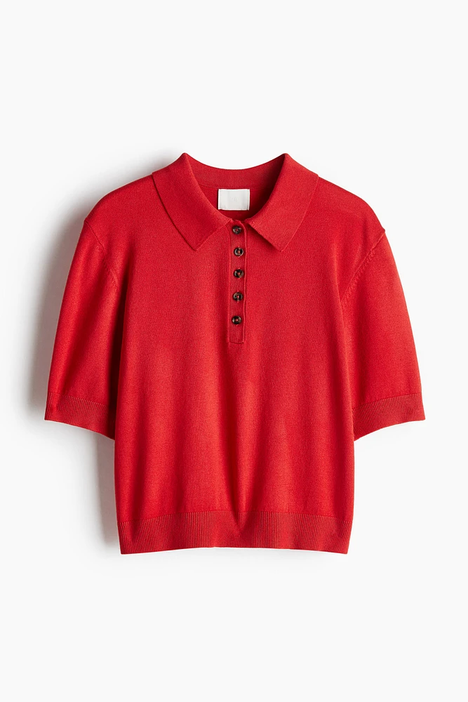 Fine-Knit Polo Shirt