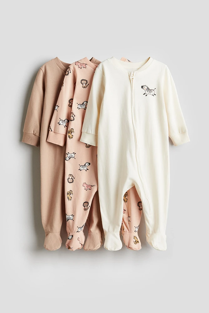 Lot de 3 pyjamas une pièce à fermeture éclair