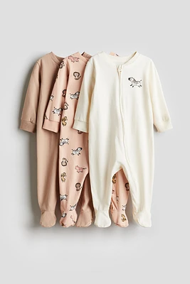 Lot de 3 pyjamas une pièce à fermeture éclair