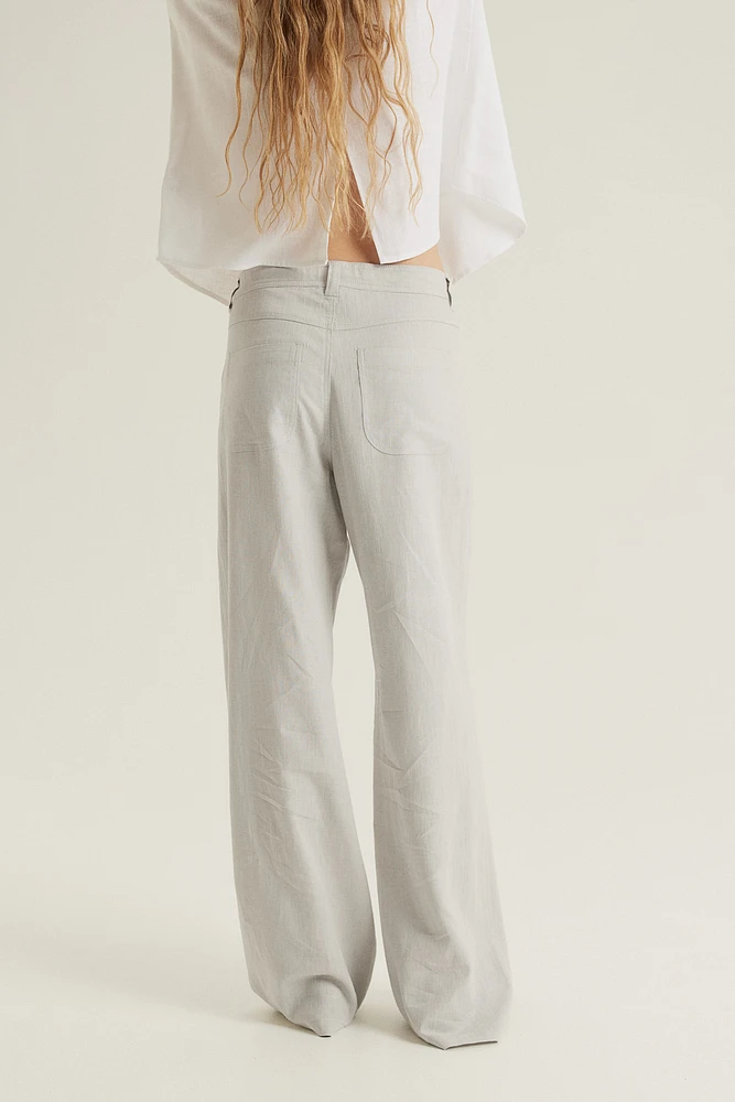 Linen-blend Straight Pants