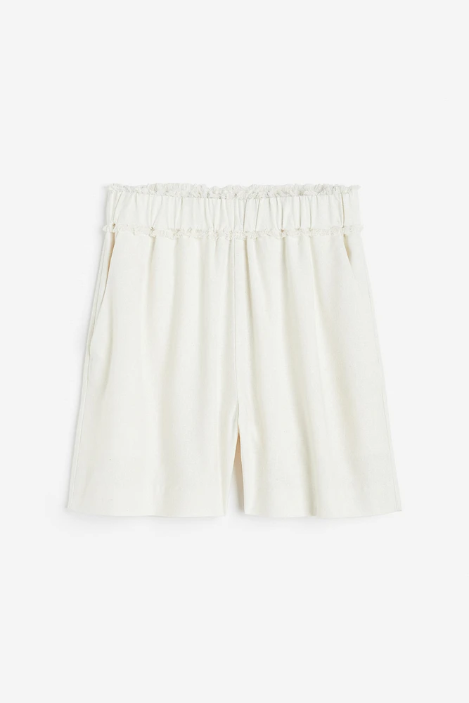 Fringe-trimmed Silk Shorts