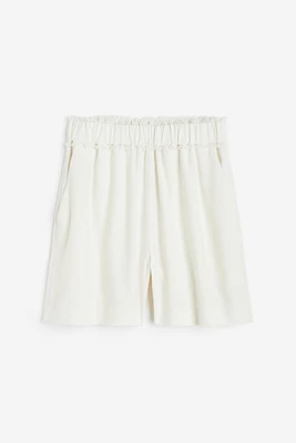 Fringe-trimmed Silk Shorts