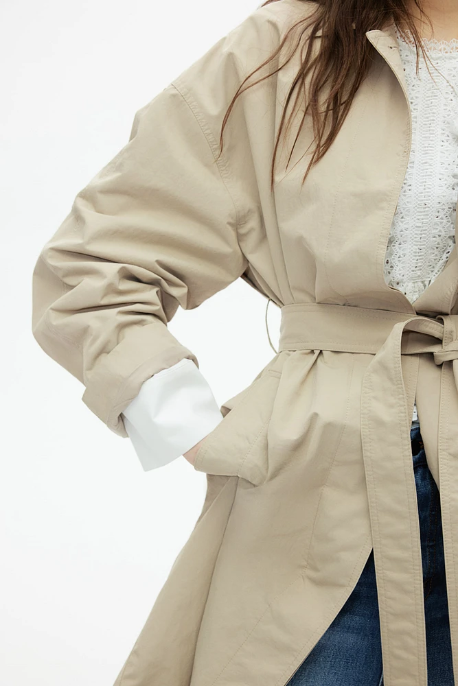 Trench Coat with Slits at Hem