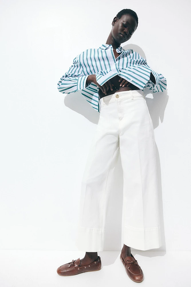 High Rise Wide Leg Cropped Jeans