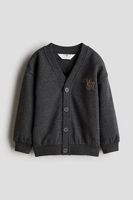 Sweatshirt Cardigan with Embroidered Motif