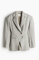 Wool-Blend Wide-Shoulder Blazer